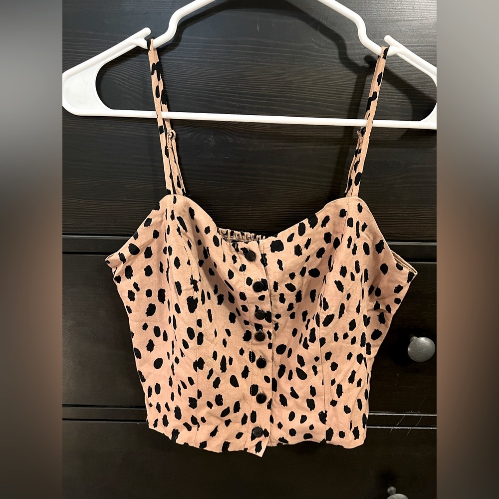 Gypsies & Moondust Cropped Cheetah Print Tank Top S